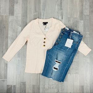 Sanctuary Aiden Ribbed Button-Up Top